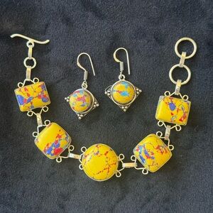 Vintage Sterling 925 and Mosaic Jasper set